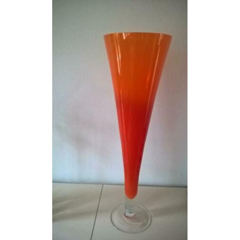Oranje hoge vaas glas