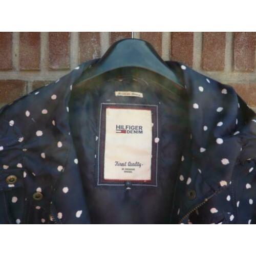 Hilfiger denim stippen damesjas anorak L capuchon blauw