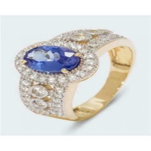 Ring 9kt goud met Tanzaniet Deluxe VVS 1,3 ct mt 16,5