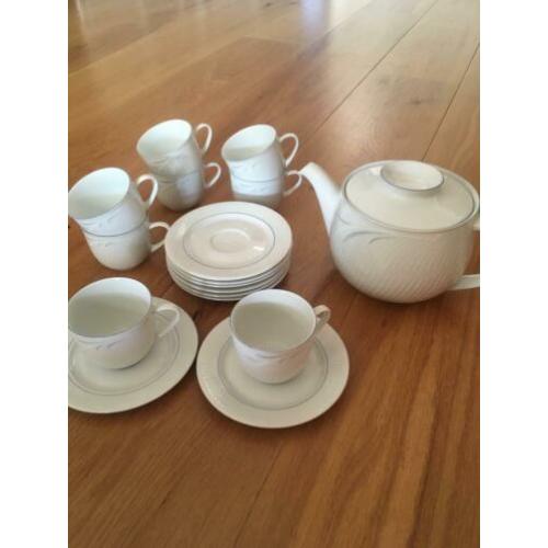 Koffie / thee servies porselein theepot kop schotel Scherzer