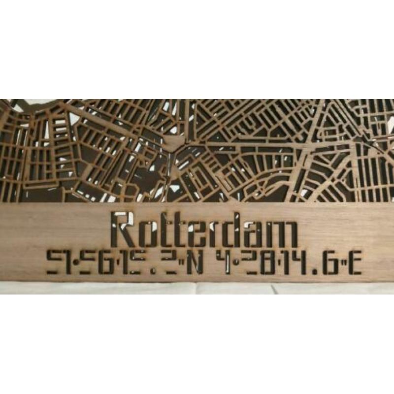 Binnenstad van Rotterdam, uitgebrand in hout.