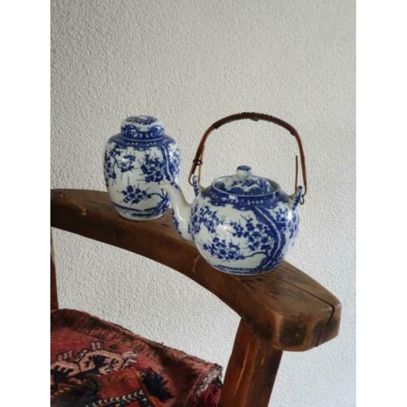 Antiek/vintage Chinees porselein vazen en theepot SAMEN VOOR