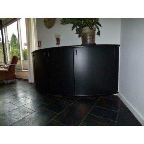 Prachtig zwart dressoir, ronde vormgeving, 220x80x50