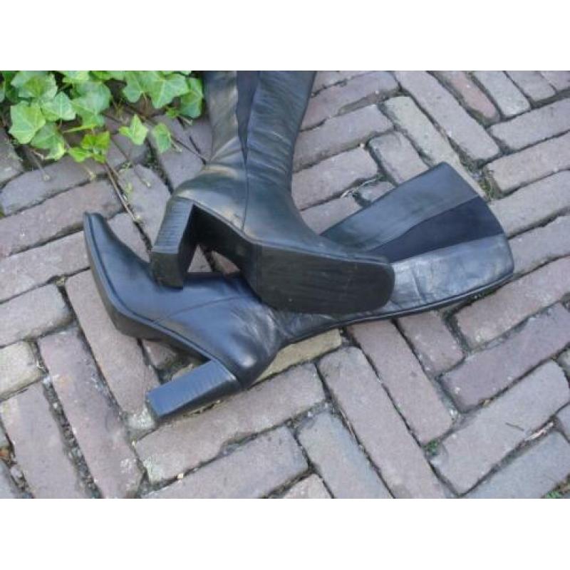 Gratis verzenden sexy zwarte leren plateau blokhaklaarzen 37