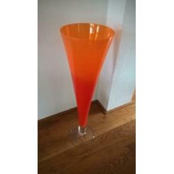 Oranje hoge vaas glas