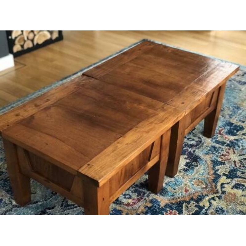 Teakhouten salontafel/bijzettafeltjes 60x60x46 cm