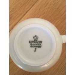 Koffie / thee servies porselein theepot kop schotel Scherzer