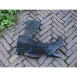 Gratis verzenden sexy zwarte leren plateau blokhaklaarzen 37