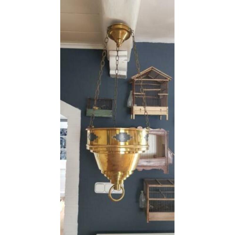 Antieke grote koperen Godslamp, zie foto's