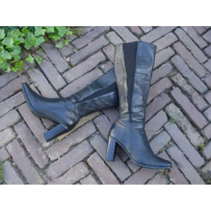 Gratis verzenden sexy zwarte leren plateau blokhaklaarzen 37