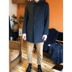 Tommy Hilfiger, grijze geruitte wollen jas, 50 / M, L