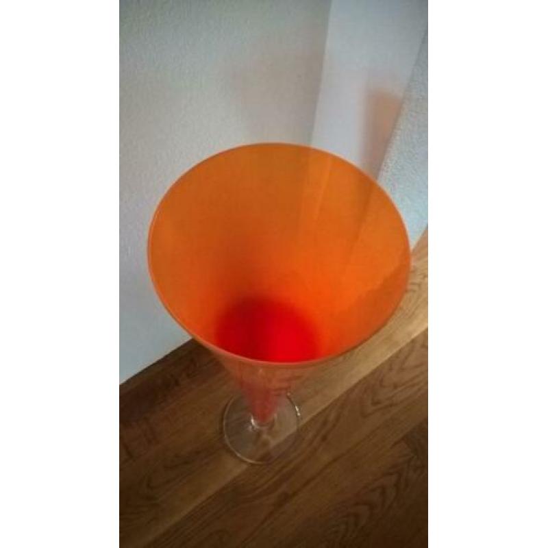 Oranje hoge vaas glas