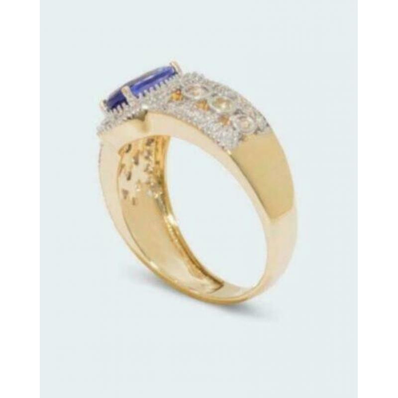 Ring 9kt goud met Tanzaniet Deluxe VVS 1,3 ct mt 16,5