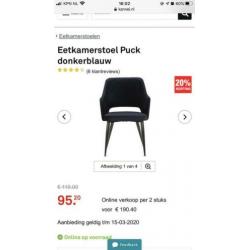 6x donkerblauwe velvet eetkamer stoelen