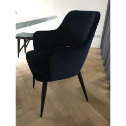 6x donkerblauwe velvet eetkamer stoelen