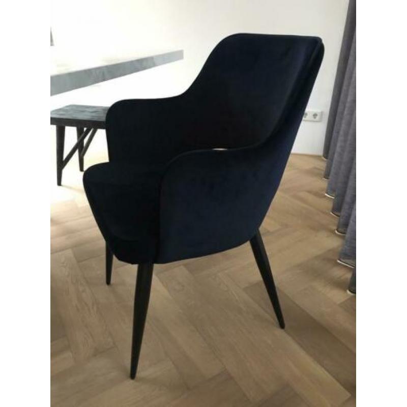 6x donkerblauwe velvet eetkamer stoelen