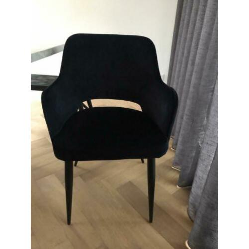 6x donkerblauwe velvet eetkamer stoelen