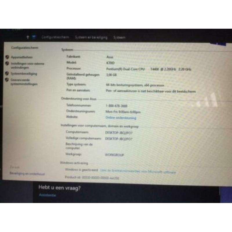 Asus Laptop k70i d . 17..3 Scherm.