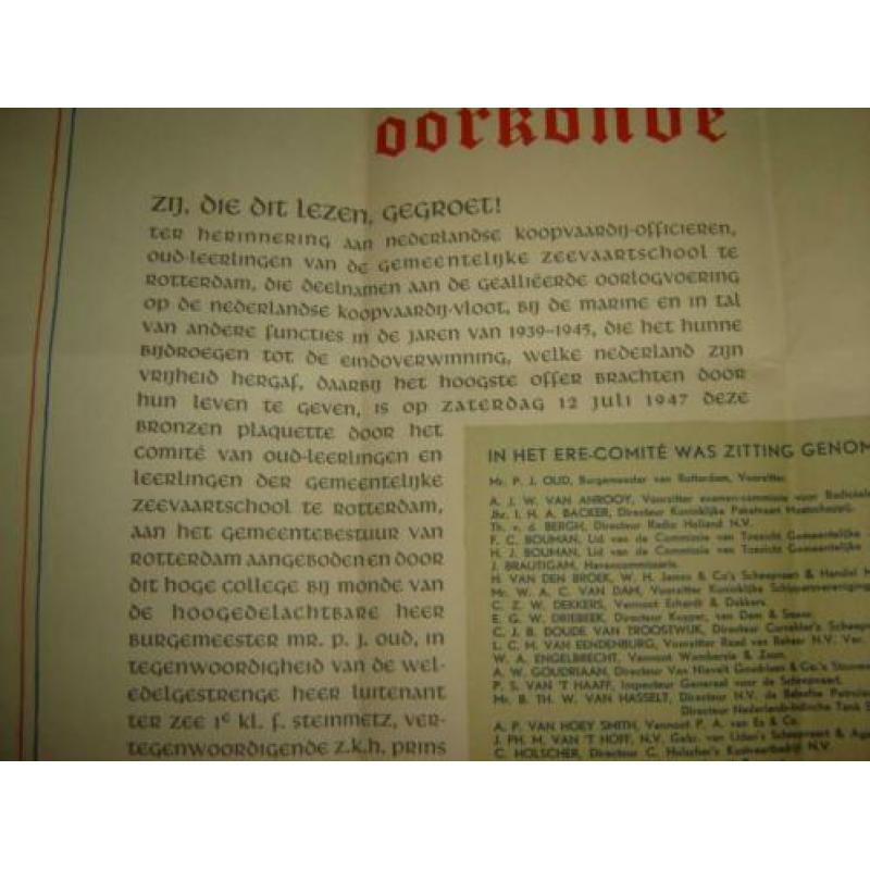 Oorkonde koopvaardij officieren wo2 oorlog nr2