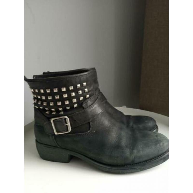 Poelman leren biker laarsjes maat 40 boots studs festival
