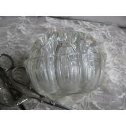 Brocante Franse glazen bloemensteker / rozen bowl bloemstuk