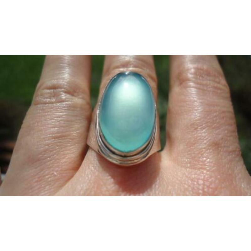 925 zilver ring met chalcedoon maat 20 - Vanoli