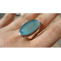 925 zilver ring met chalcedoon maat 20 - Vanoli