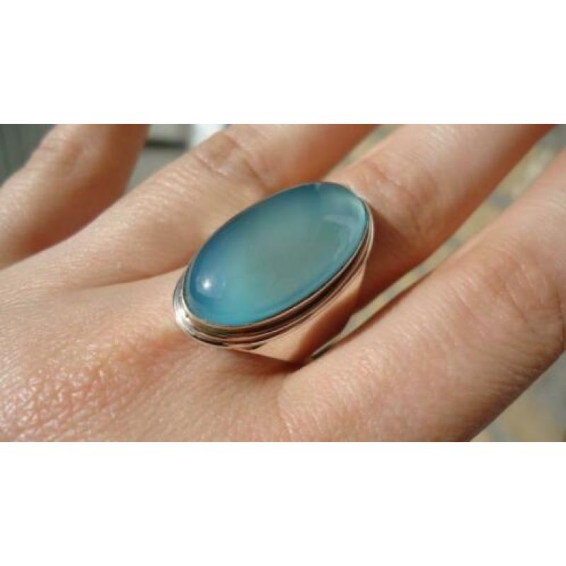 925 zilver ring met chalcedoon maat 20 - Vanoli