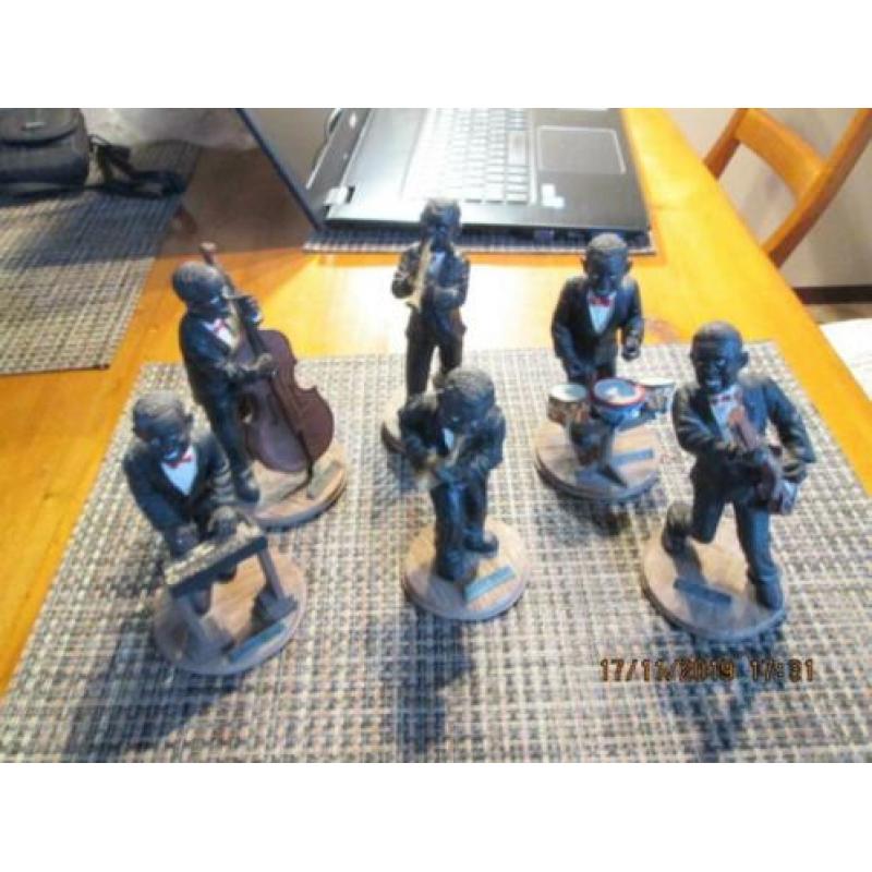 Jazzorkest Negroïde Figuurtjes 6 stuks Hoogte 15 cm