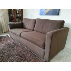 2x 2,5 zits bank met bijpassend kleed (bruin)