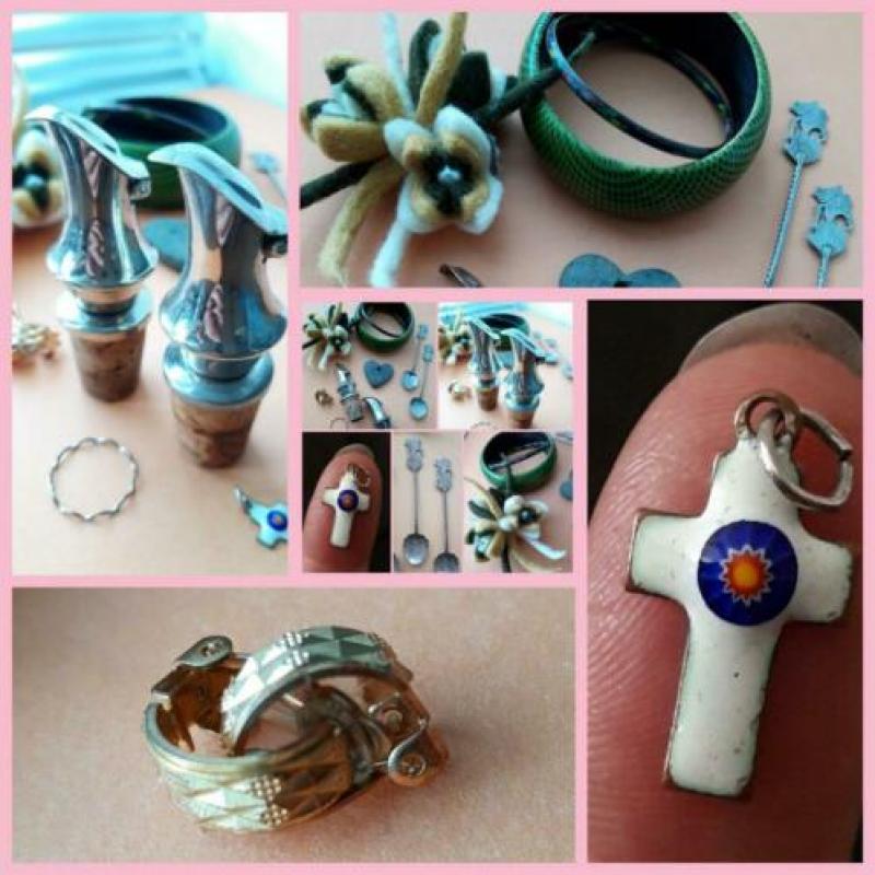 Vrouwen lotje. Curiosa. Indisch zilver. Ring. broche. Hart.