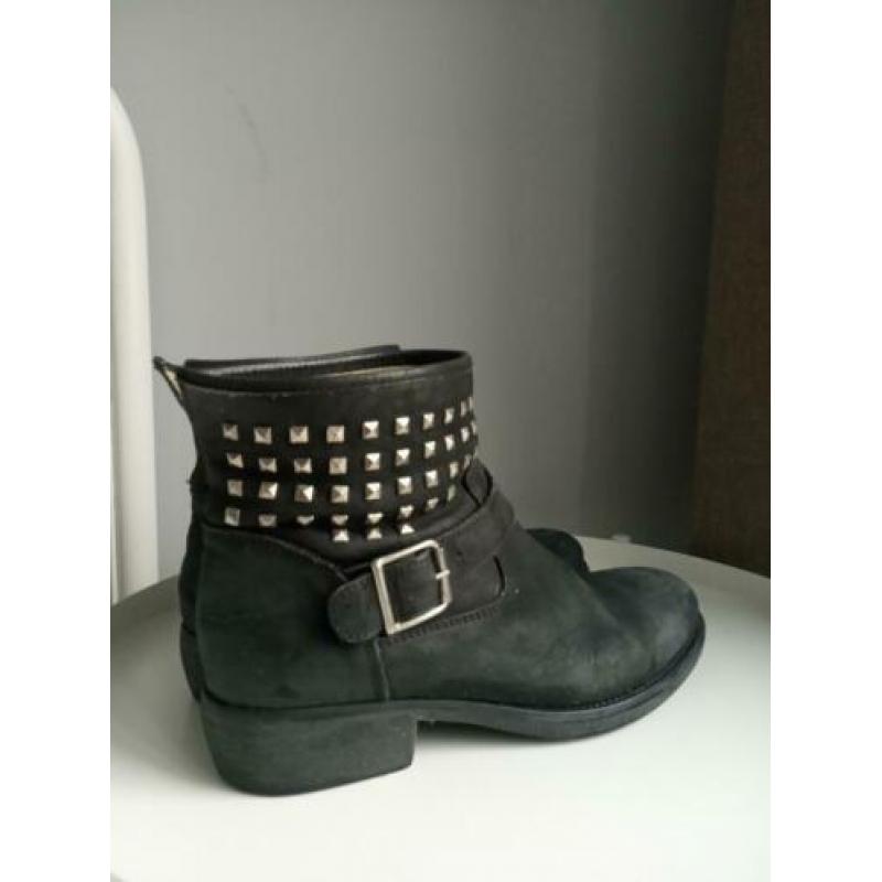 Poelman leren biker laarsjes maat 40 boots studs festival