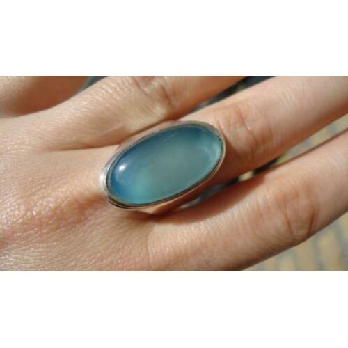 925 zilver ring met chalcedoon maat 20 - Vanoli
