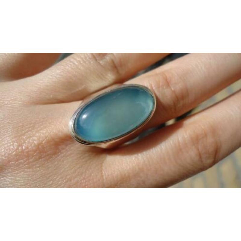 925 zilver ring met chalcedoon maat 20 - Vanoli