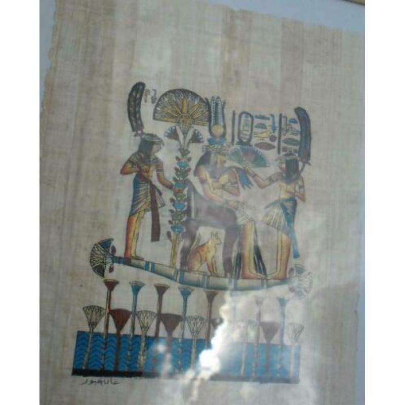 Egyptisch papyrus schilderij met goudopdruk