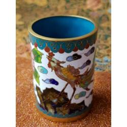 Mooi oud Chinees potje en dekselbakje van cloisonne.