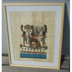 Egyptisch papyrus schilderij met goudopdruk