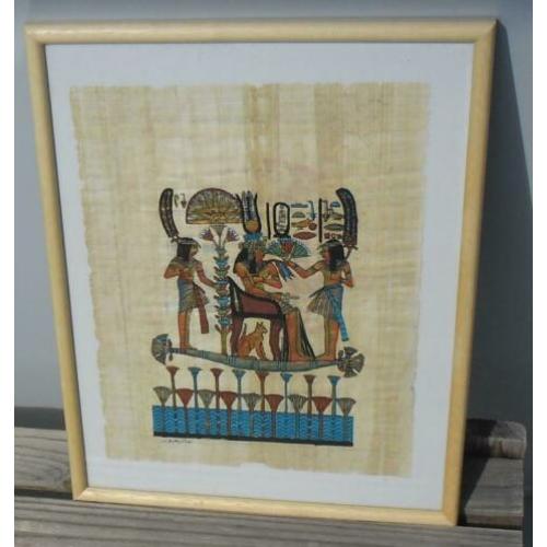 Egyptisch papyrus schilderij met goudopdruk