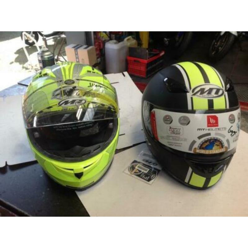 Intergraal helm met zonnevizier fluo. maat l