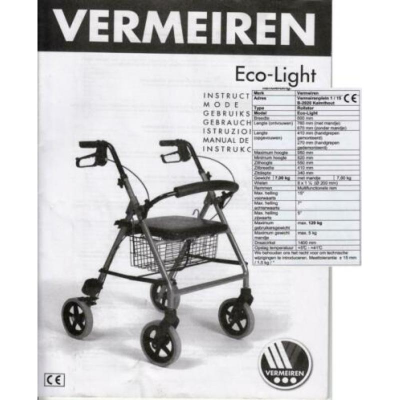 4-wiel Rollator Vermeiren Eco-Light.