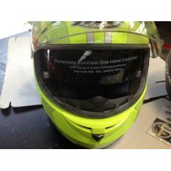 Intergraal helm met zonnevizier fluo. maat l