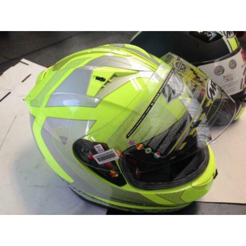Intergraal helm met zonnevizier fluo. maat l