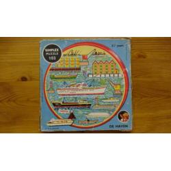 Zeldzame Vintage Houten ronde Puzzel van Simplex De Haven