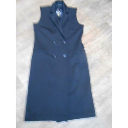 10 DAYS lang zwart mouwloos vest maat 1(38/40) zgan