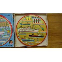 Zeldzame Vintage Houten ronde Puzzel van Simplex De Haven