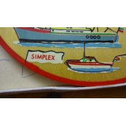 Zeldzame Vintage Houten ronde Puzzel van Simplex De Haven