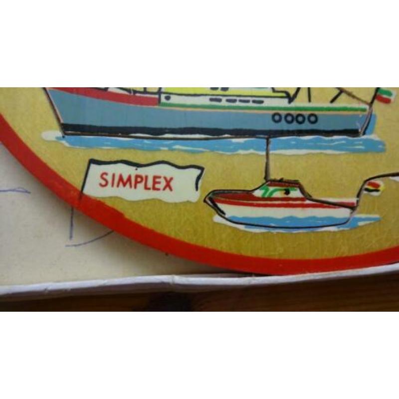 Zeldzame Vintage Houten ronde Puzzel van Simplex De Haven