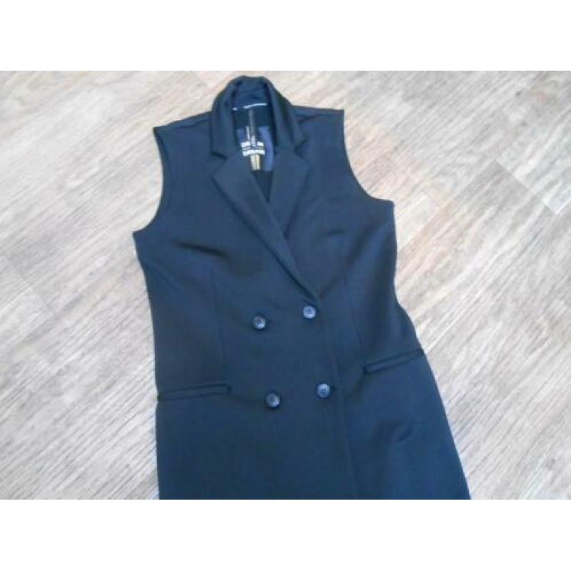 10 DAYS lang zwart mouwloos vest maat 1(38/40) zgan