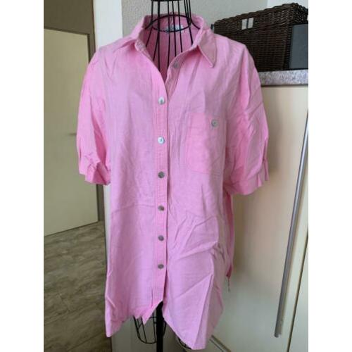 Roze blouson(55%linnen) van Ulla popken, maat 46/48