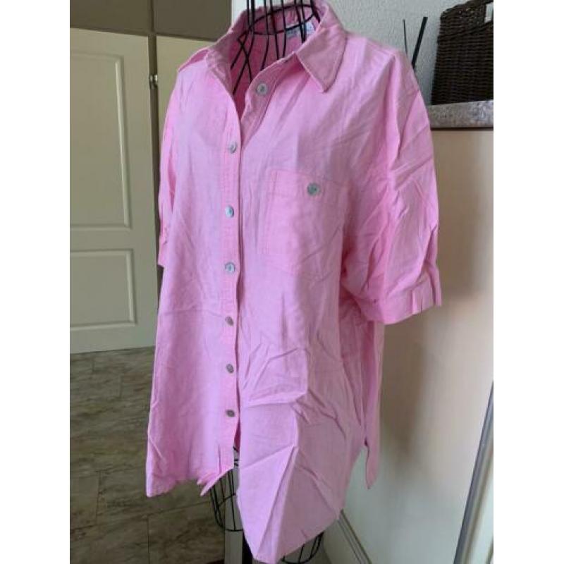 Roze blouson(55%linnen) van Ulla popken, maat 46/48